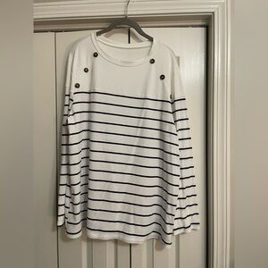 SHEIN Curve Black and White Striped Top